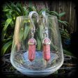 Rhodochrosite gauged earrings-Gemstone ear hangers Fashion