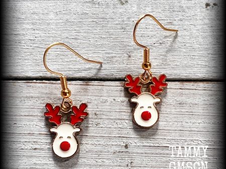 Rudolf the red nosed reindeer earrings-Christmas earrings Sale