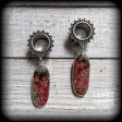 Rhodochrosite tunnel earrings-Gemstone tunnel dangles Online