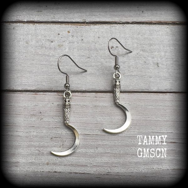 Grim reaper scythe earrings-Halloween earrings For Cheap