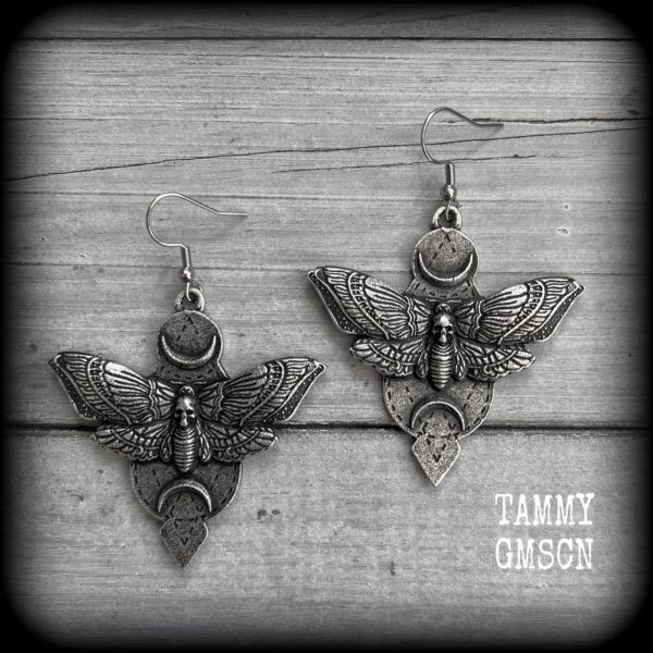 Deaths head moth earrings-Gothic occult earrings For Discount