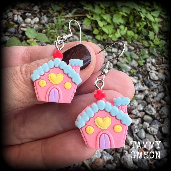 Gingerbread house earrings-Yule earrings on Sale