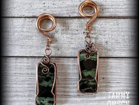 Ruby zoisite gauged earrings-Gemstone ear weights For Cheap