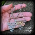 MC Escher impossible triangle gauged earrings-Penrose triangle ear hangers Sale