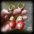 Double daruma gauged earrings-Japanese daruma dolls Fashion