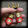 Double daruma gauged earrings-Japanese daruma dolls Fashion